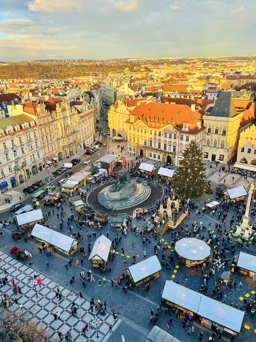 Mercado de Navidad de Praga - Panorámica desde la torre del ayuntamiento.